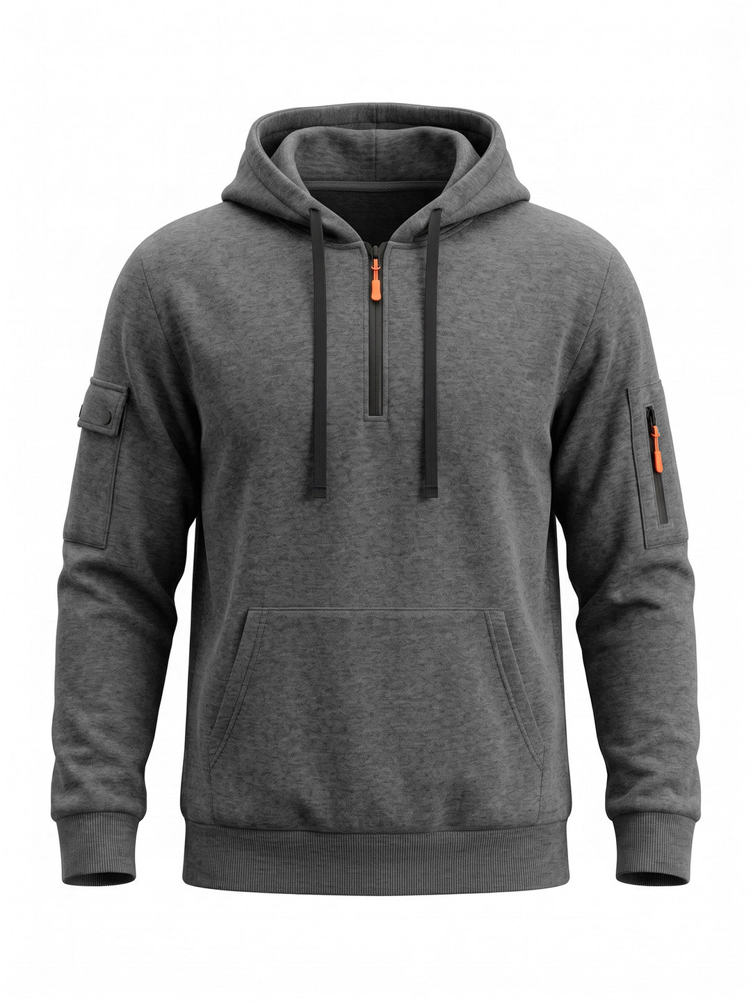 Herren Kapuzenpullover mit halbem Reißverschluss und Utility-Ärmeltasche Shop Nory