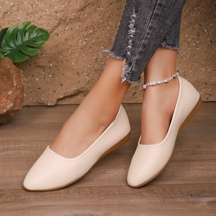 Damen Ballerinas aus weichem Leder mit elegantem Schalen-Ausschnitt