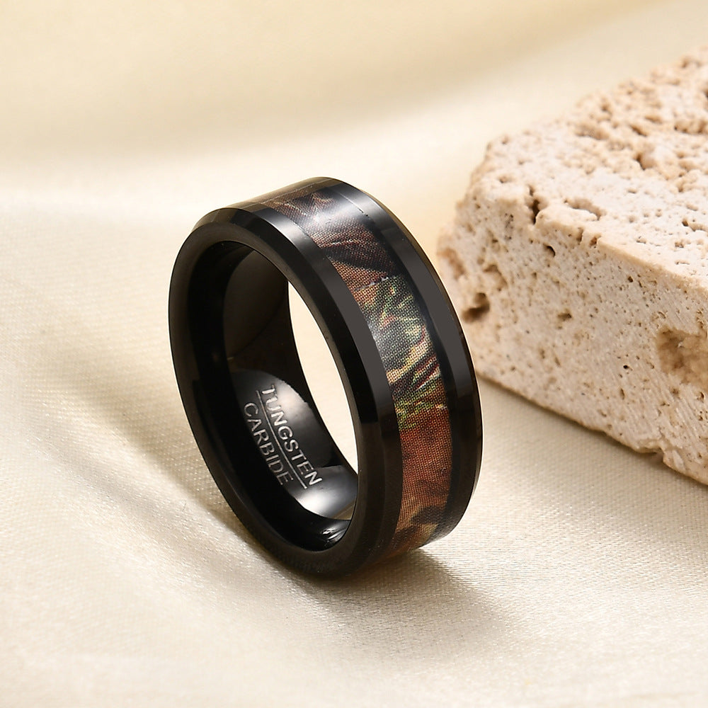 Herren Ring aus hochwertigem Edelstahl mit dekorativem Holz-Inlay Shop Nory