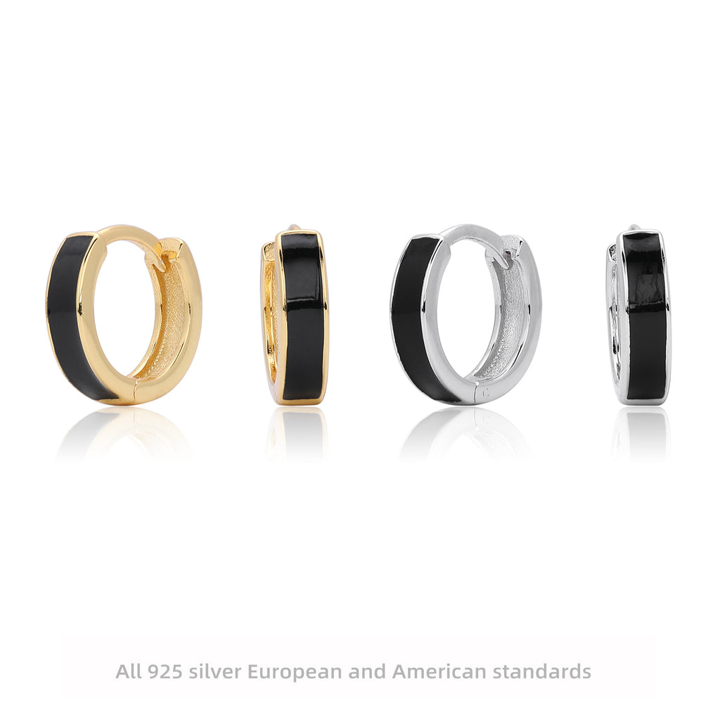 Damen Creolen mit elegantem schwarz-goldenem Design aus 925 Sterling Silber Shop Nory