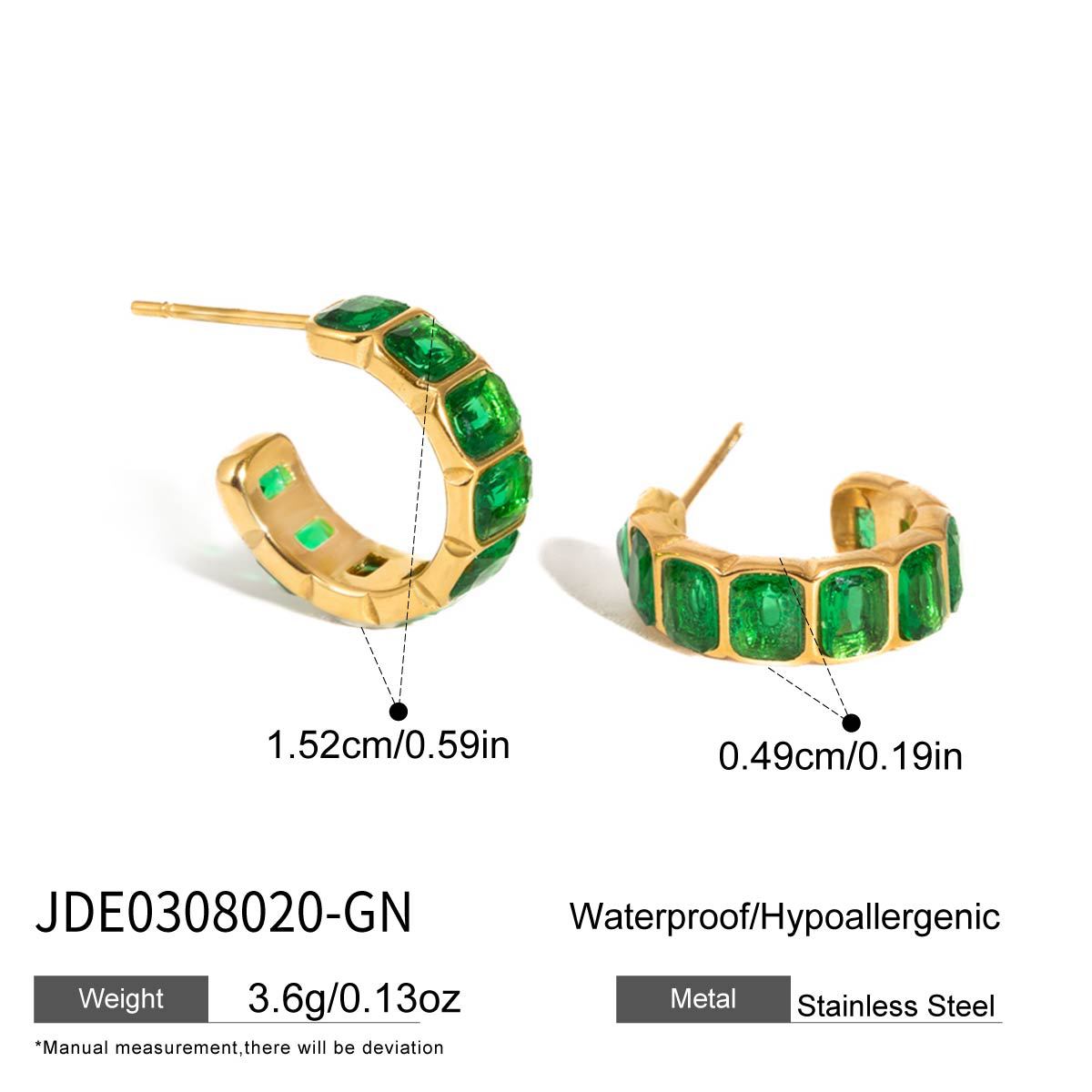 Damen Ohrhänger mit grünen Zirkonia aus hypoallergenem Edelstahl Shop Nory