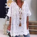 Damen Bluse mit floralen Stickereien und weiten Ärmeln