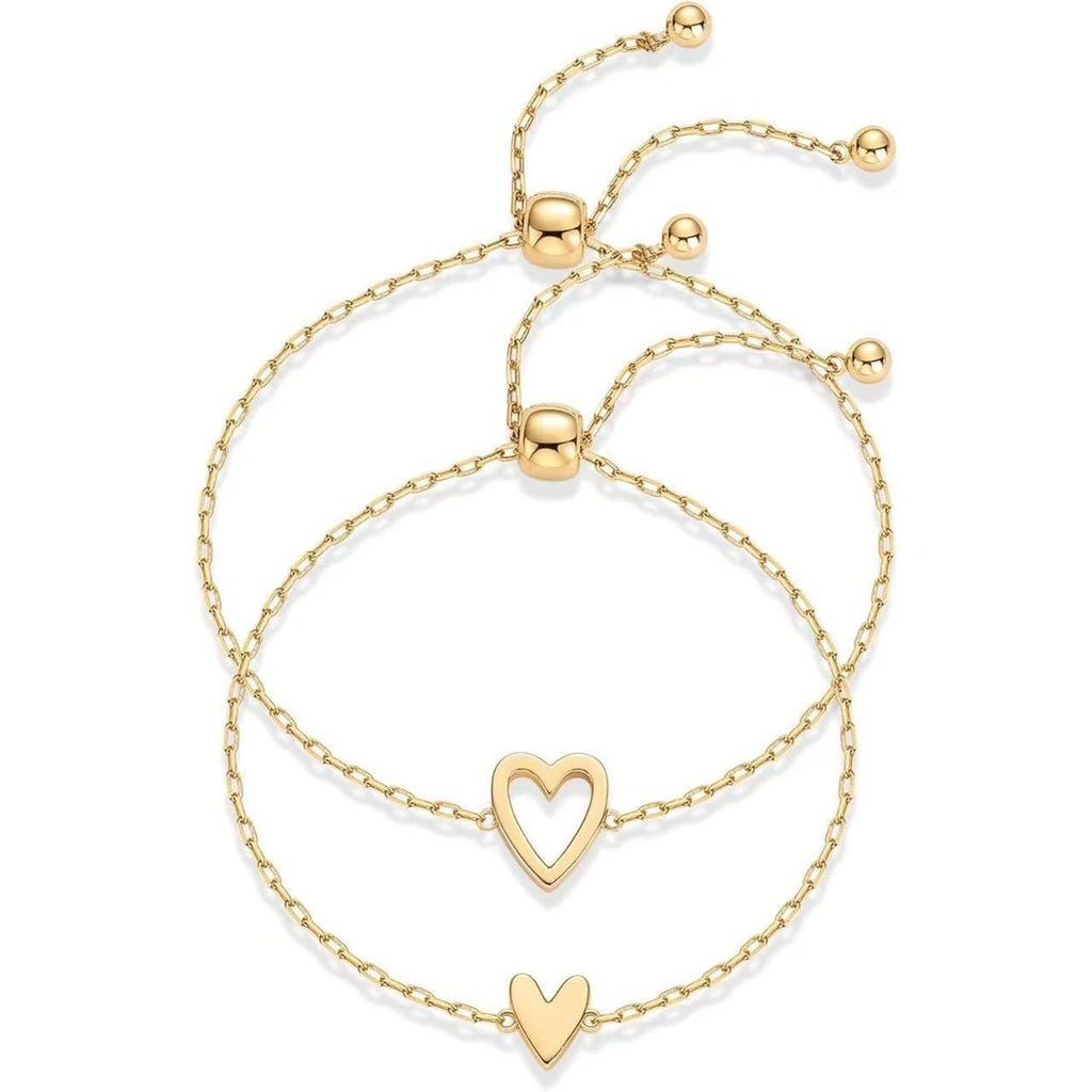 Damen Armbandset mit filigranen Herzmotiven und einstellbarem Verschluss Shop Nory