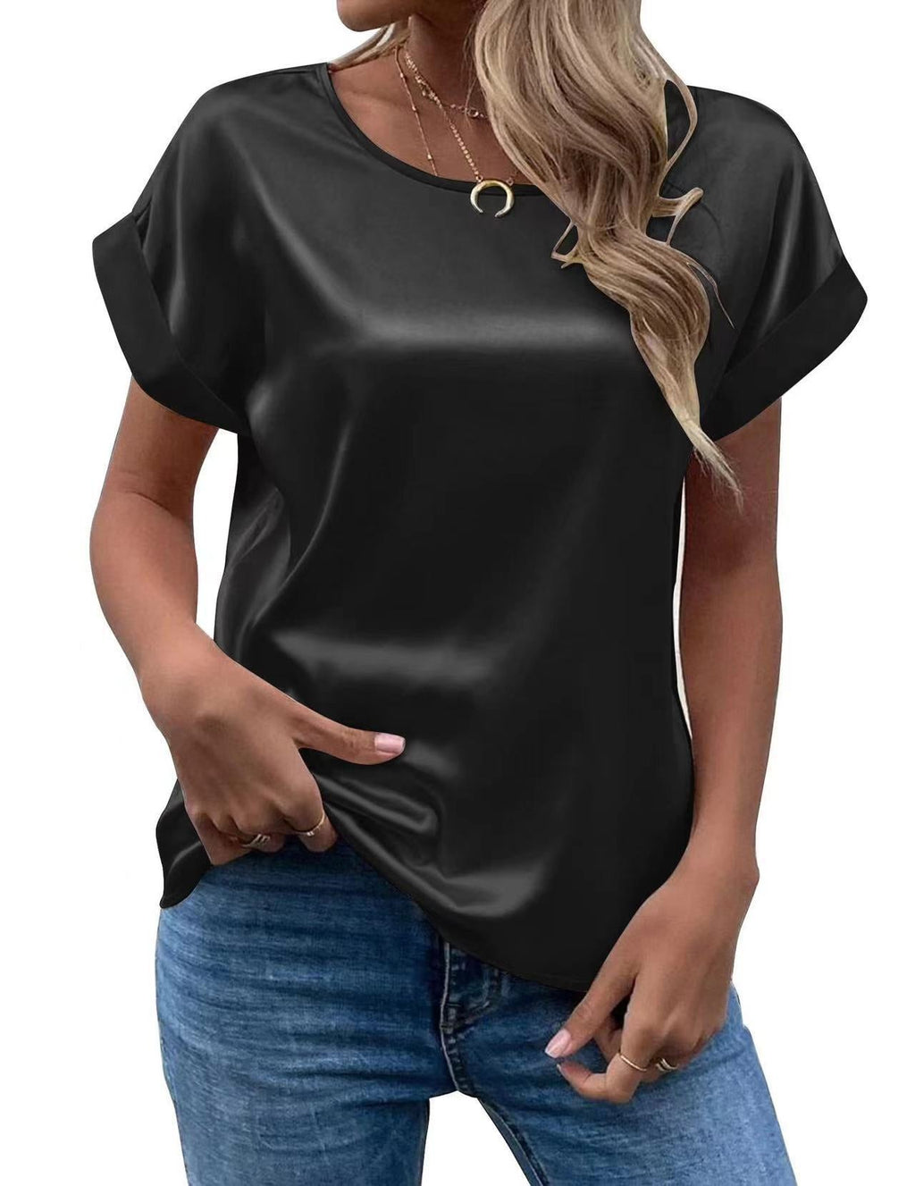 Damen Satin T-Shirt mit elegante Details