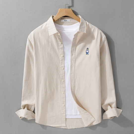 Herren Leichtes Hemd-Overshirt aus Baumwolltwill mit kleiner Figurenstickerei und kastigem Schnitt Shop Nory