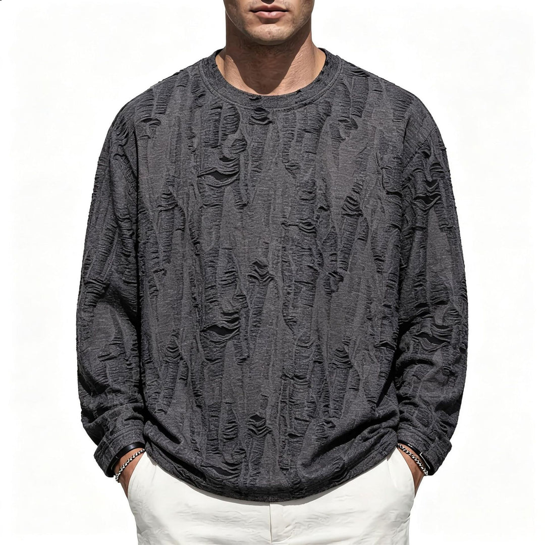 Herren Oversize-Sweatshirt mit ausgefranstem Look und strukturierter Rippoptik Shop Nory