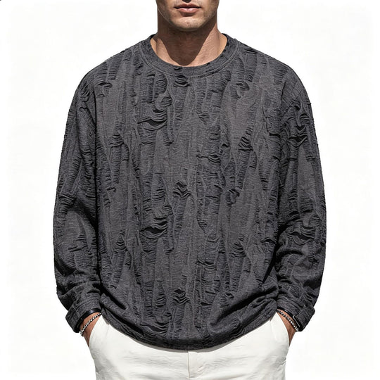 Herren Oversize-Sweatshirt mit ausgefranstem Look und strukturierter Rippoptik Shop Nory