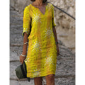 Damen Sommerliches Leinenkleid mit modernem Muster