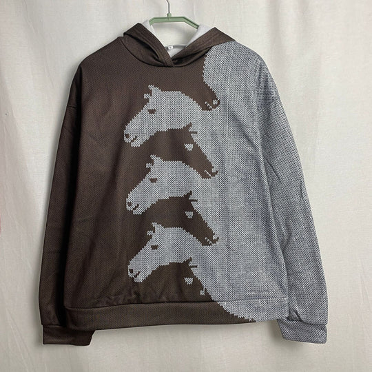 Damen Hoodie mit kreativem Pferdemuster & bequemer Passform