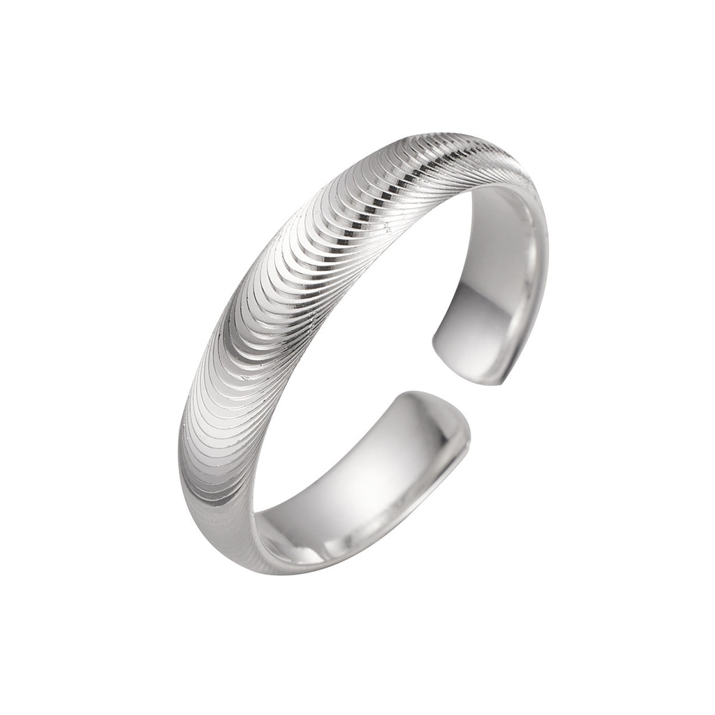 Damen Armreif aus hochwertigem Edelstahl mit modernem Wellendesign Shop Nory