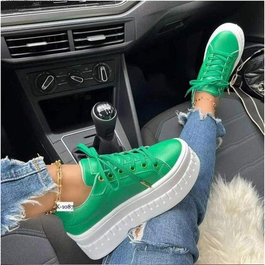 Damen Plateau-Sneaker mit modischem Metallic-Design und rutschfester Sohle