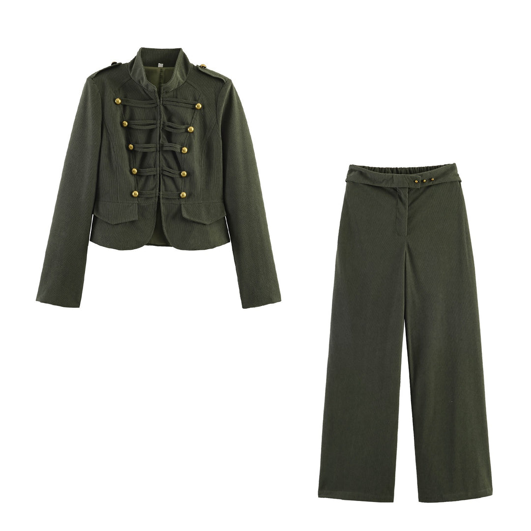 Damen Weite Highwaist‑Hose mit Umschlagbund und Cordoptik Shop Nory