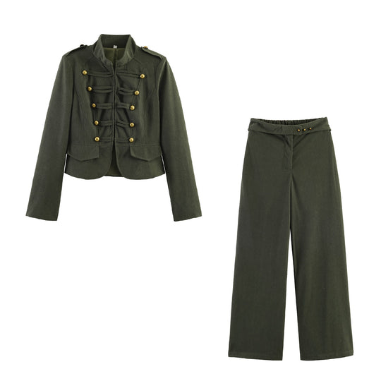 Damen Weite Highwaist‑Hose mit Umschlagbund und Cordoptik Shop Nory