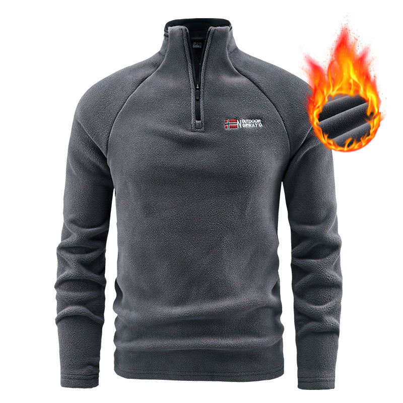 Herren Wärmender Fleecepullover mit kurzem Reißverschluss und Stehkragen Shop Nory