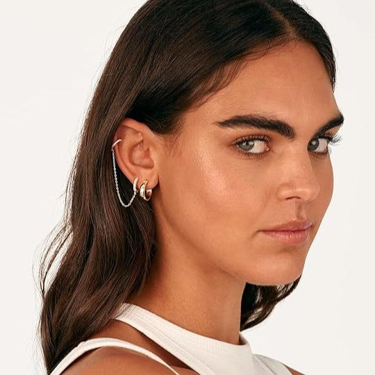 Damen modische Creolen mit eleganten Verbindungskettchen Shop Nory