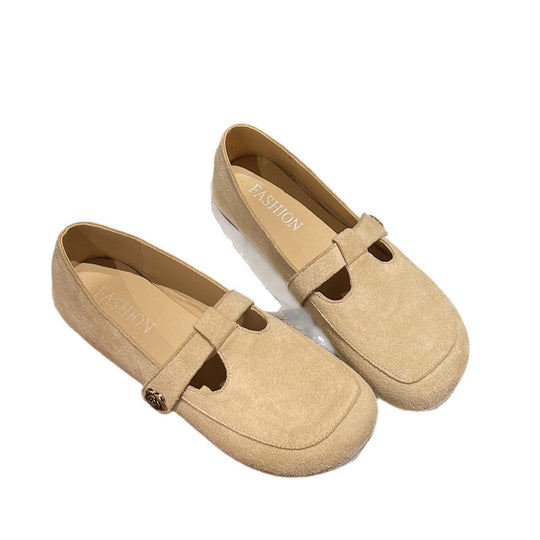 Damen Ballerinas mit eleganter Schnalle und weichem Veloursleder