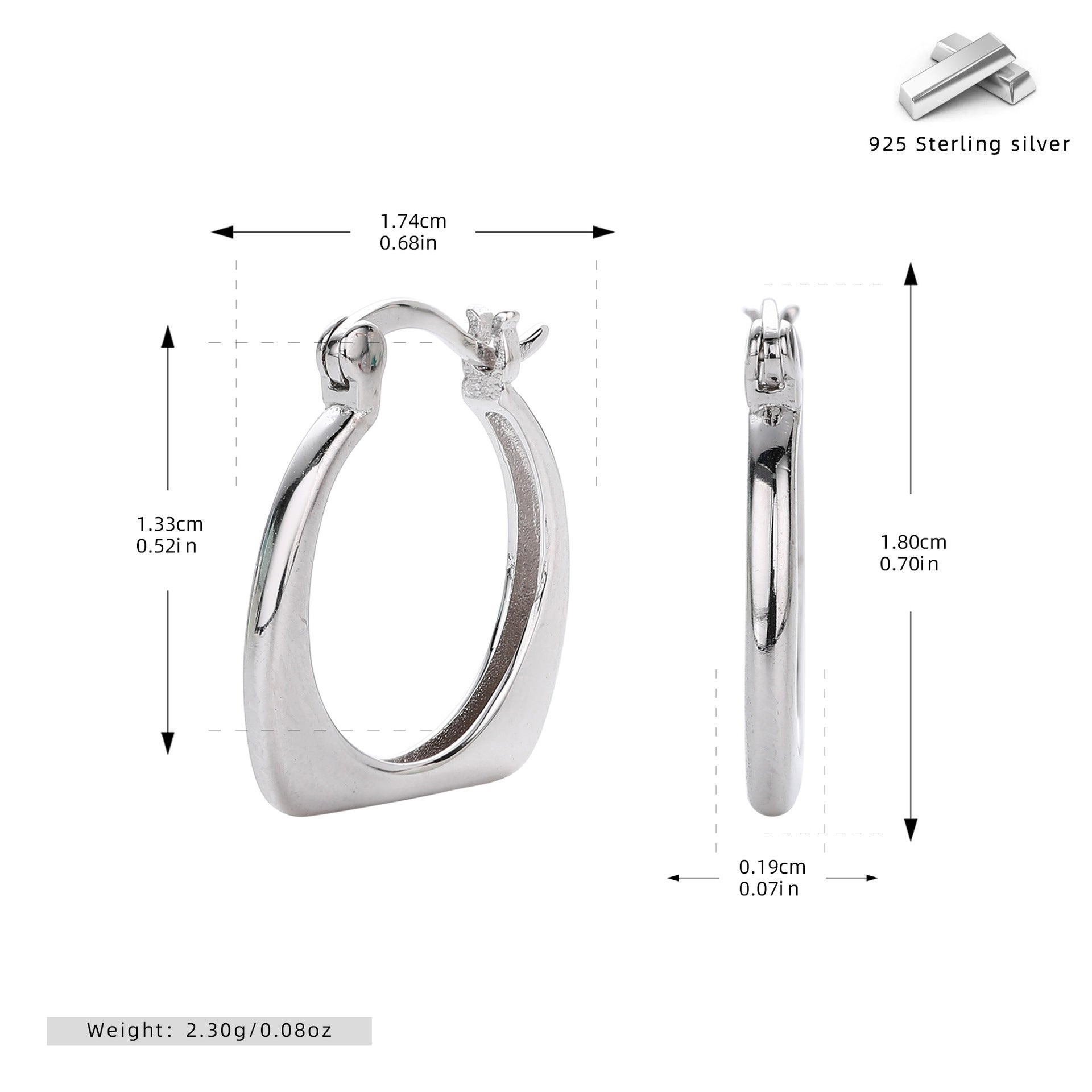 Damen Creolen mit modernem, glattem Design aus 925 Sterling Silber Shop Nory