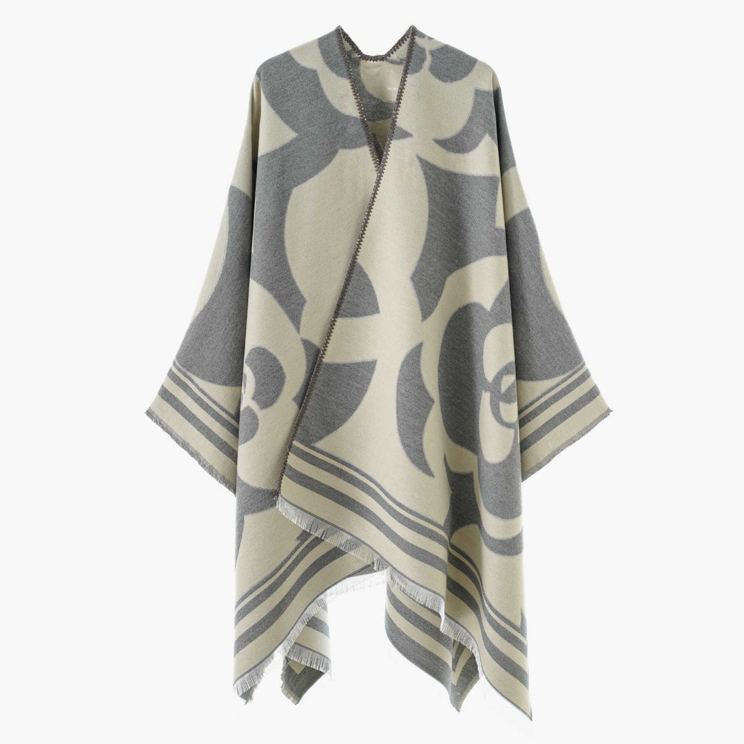 Damen Jacquard-Überwurf im Oversize-Cape-Stil mit großflächigem Muster Shop Nory