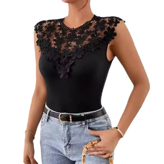 Elegantes Damen-Spitzenhemd mit -Applikation