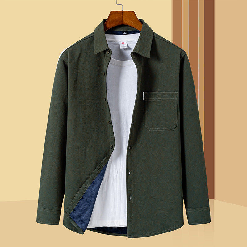 Herren Lässiges Utility-Overshirt aus Canvas mit Brusttasche und verstärkten Nähten Shop Nory