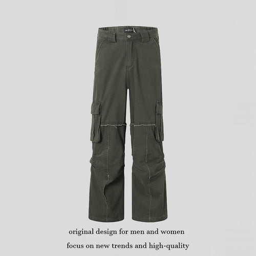 Damen Weite Cargo-Culotte-Hose mit hoher Taille, Multi‑Taschen und sichtbaren Nahtdetails Shop Nory