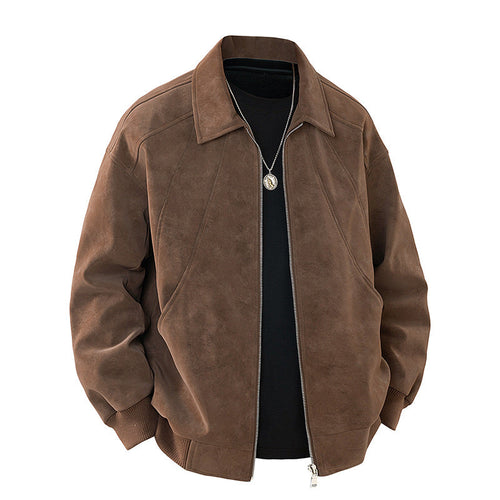 Herren elegante Wildlederjacke mit strukturiertem Schnitt
