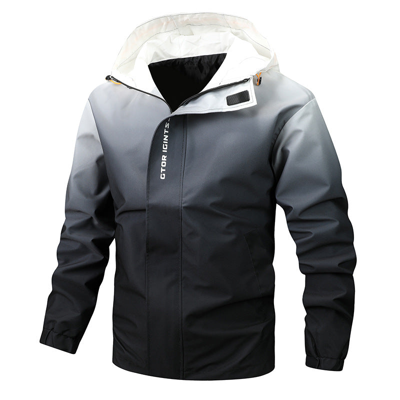 Herren Wasserabweisende Kapuzenjacke mit Farbverlauf, winddicht und atmungsaktiv Shop Nory