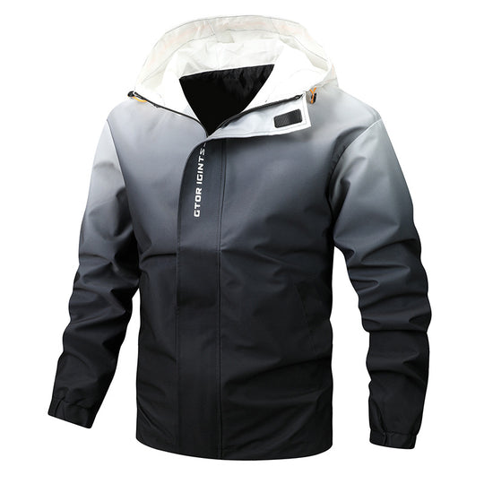 Herren Wasserabweisende Kapuzenjacke mit Farbverlauf, winddicht und atmungsaktiv Shop Nory