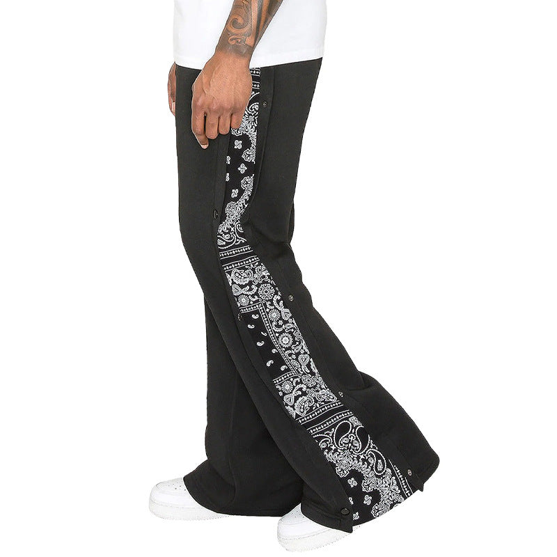 Herren Weite Sweatpants mit seitlicher Druckknopf‑Öffnung & Bandana‑Einsatz Shop Nory