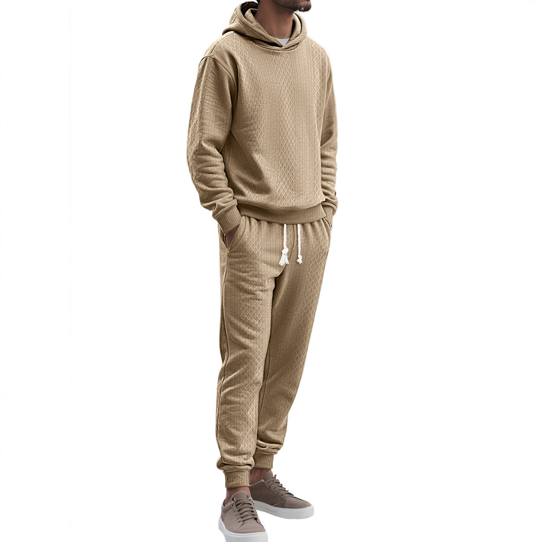 Herren Strukturierter Lounge-Set mit Kapuzenpullover und Jogginghose Shop Nory