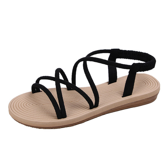 Damen Geflochtene Riemchen-Sandalen mit elastischem Fersenband und gepolstertem Fußbett Shop Nory