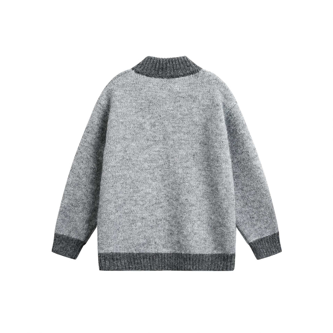 Damen Grobstrick-Zipjacke mit hohem Rippkragen und zweifarbigen Bündchen Shop Nory