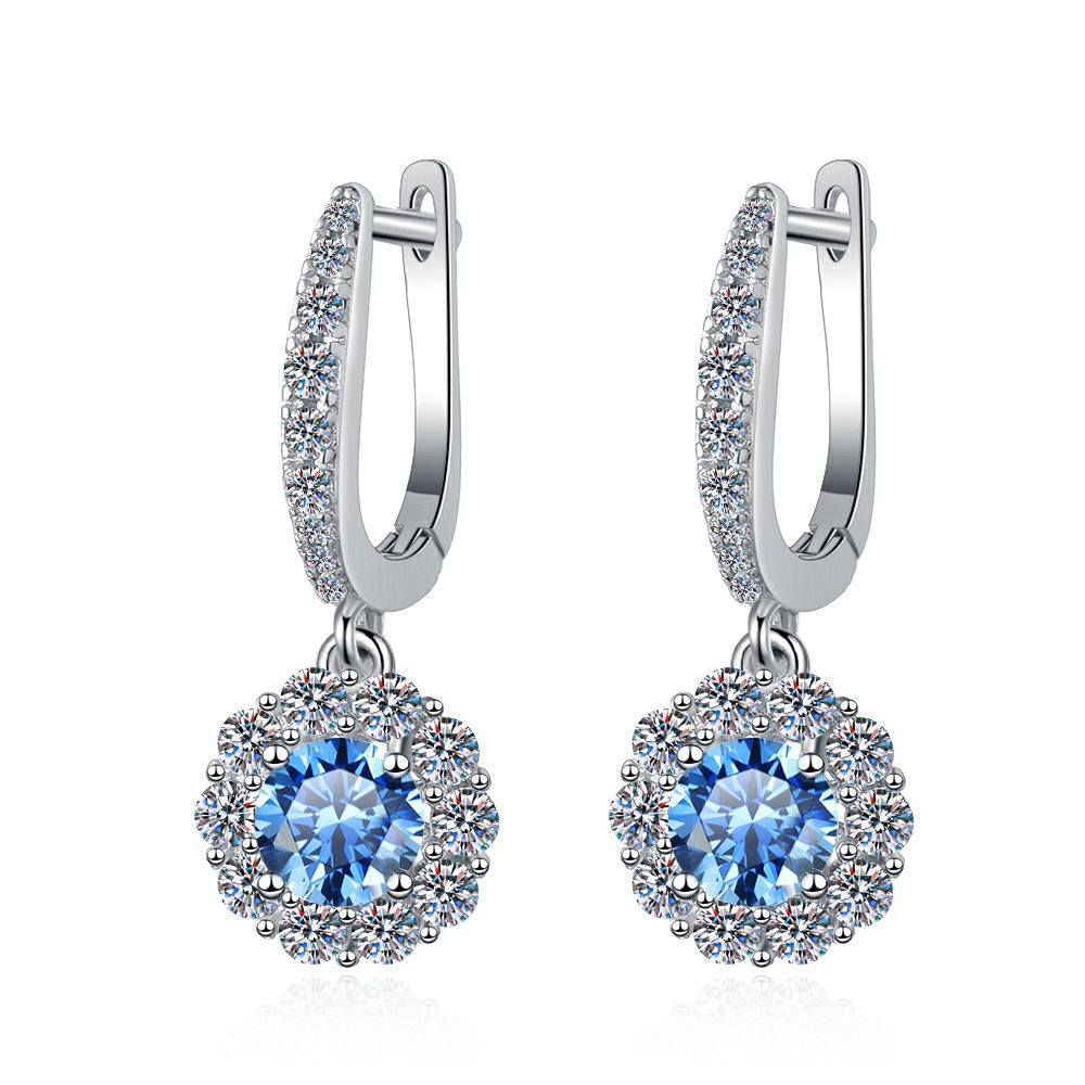 Damen Ohrhänger mit glitzernden Kristallen und rotem Design Shop Nory