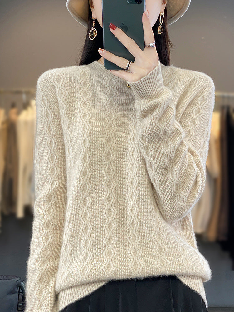 Damen Zopfmuster-Feinstrickpullover mit feiner Struktur und kastiger Silhouette Shop Nory
