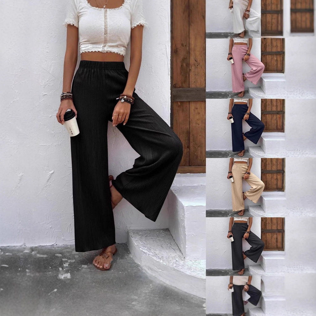 Damen Weite Plissee-Hose aus atmungsaktivem Material Shopnory