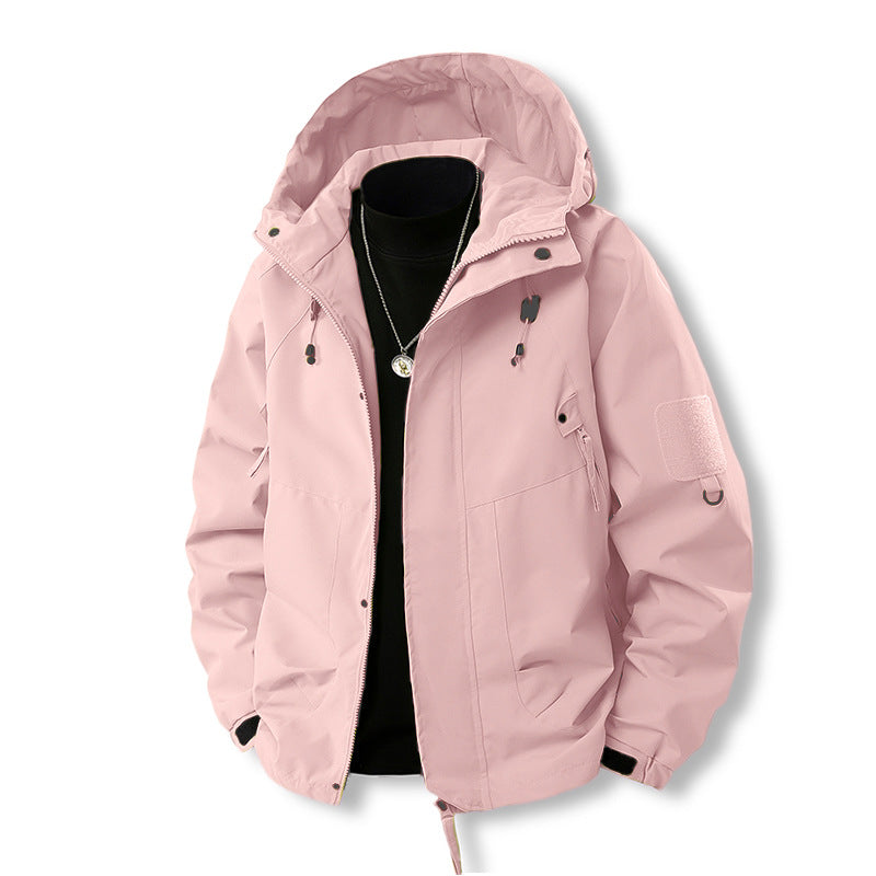 Herren funktionale Outdoor-Jacke mit verstellbarer Kapuze und praktischen Taschen