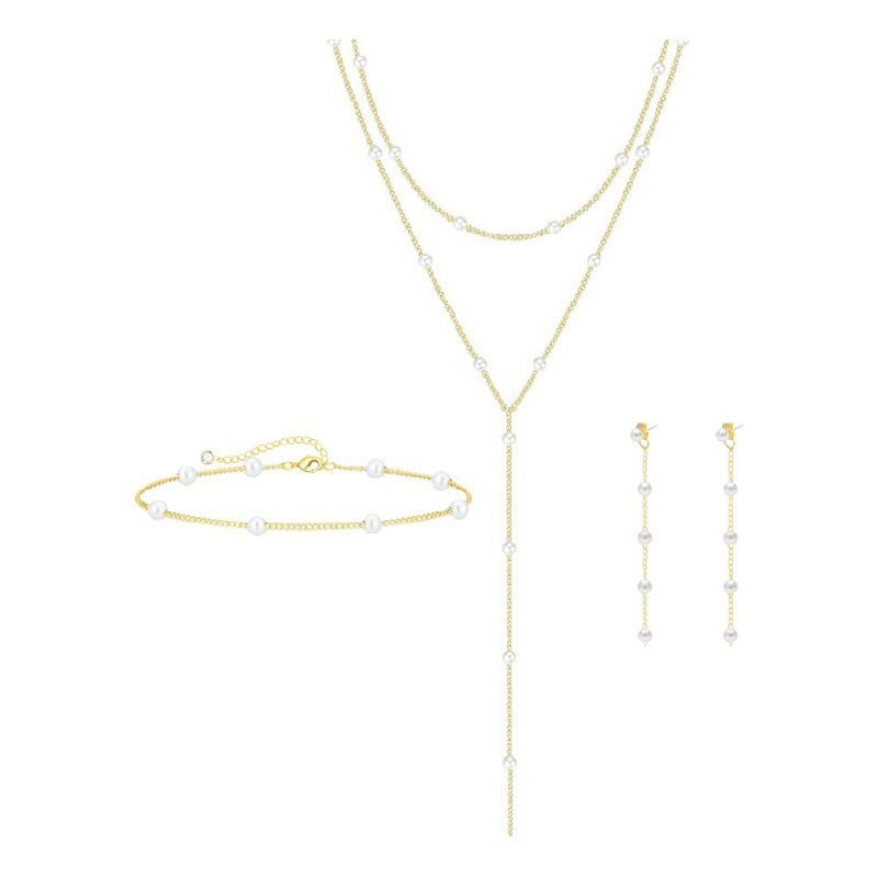 Damen Schmuckset mit zarten Perlen und filigranen Gliederketten Shop Nory