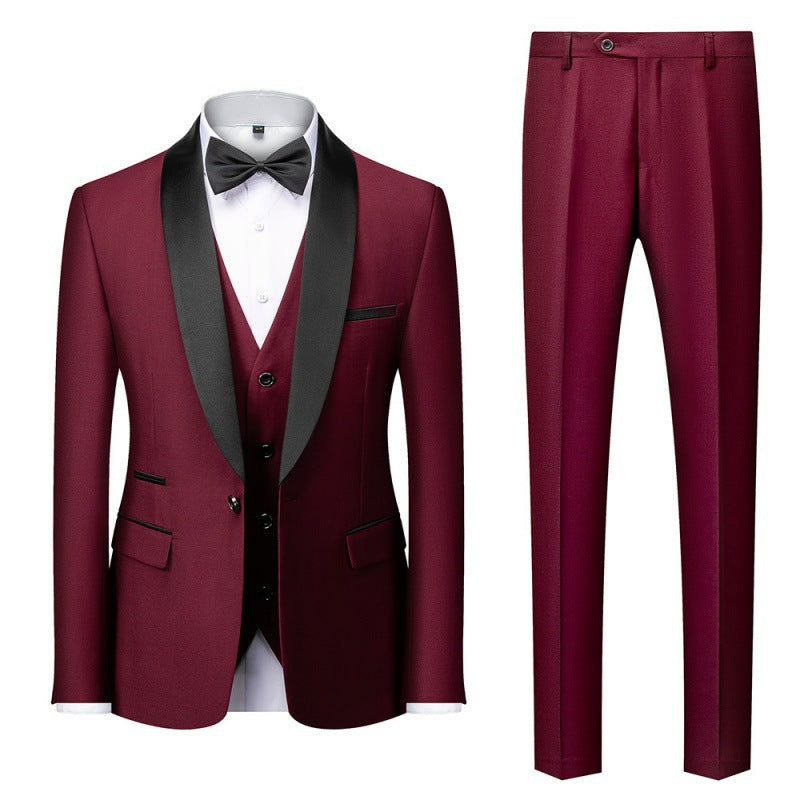 Herren nan dreiteiliges Smoking-Set mit Schalkragen, taillierter Weste und schlanker Passform