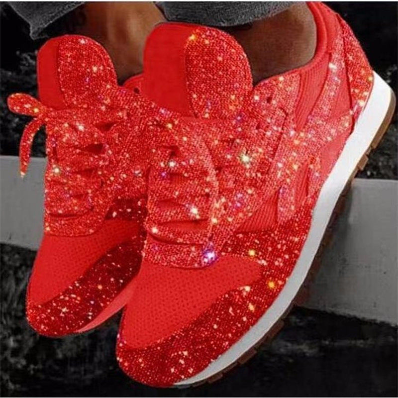 Damen Glitzernde Slip-On Sneakers mit elastischen Bändern