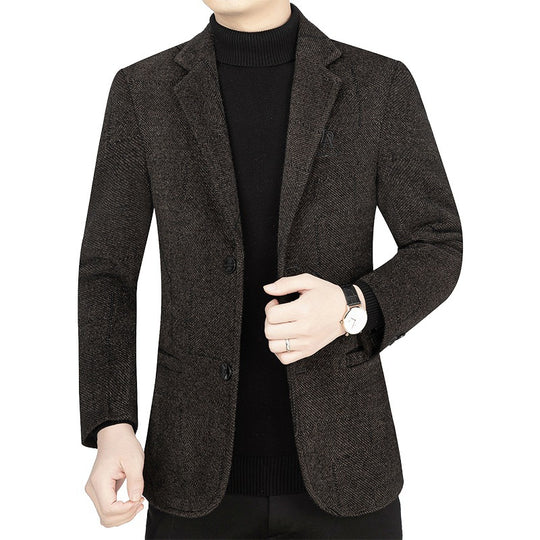 Herren Slim-Fit Sakko aus strukturiertem Wollmix mit leichter Halbfütterung und Zweiknopf-Silhouette Shop Nory