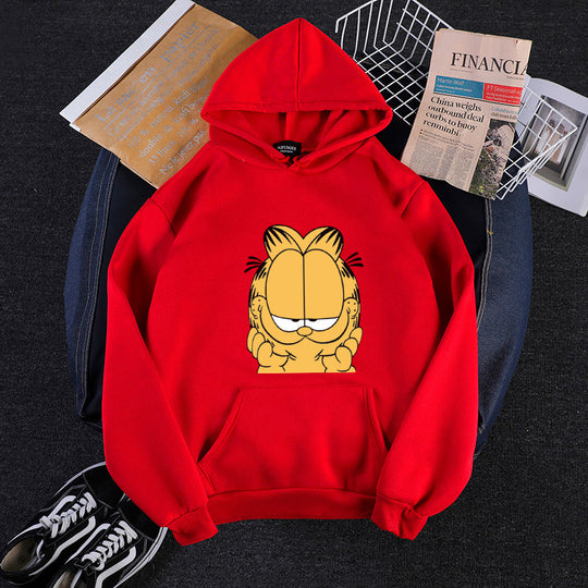 Unisex nan Kapuzensweatshirt mit großflächigem Comicgesicht-Print, weichem Fleece-Innenfutter und Kängurutasche Shop Nory