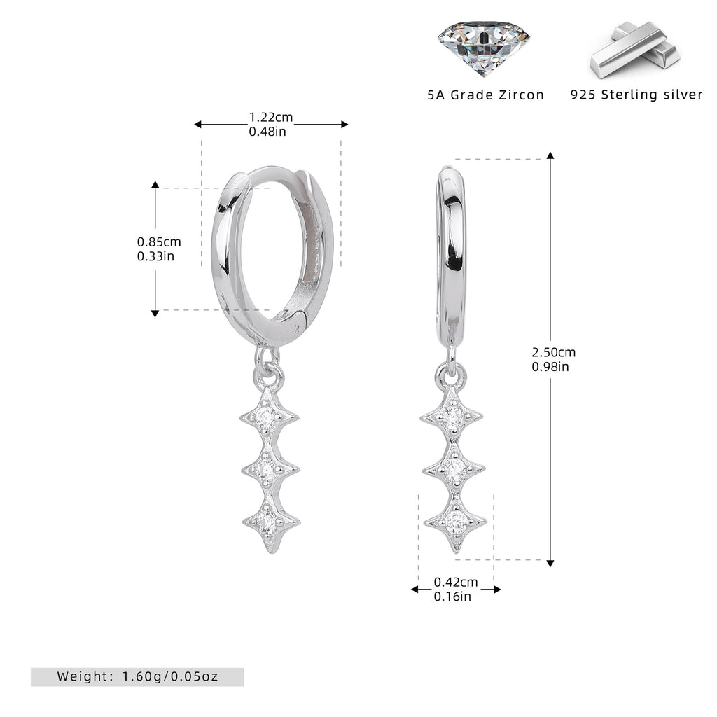 Damen Ohrhänger mit Zirkon-Anhängern aus hochwertigem 925 Sterlingsilber Shop Nory