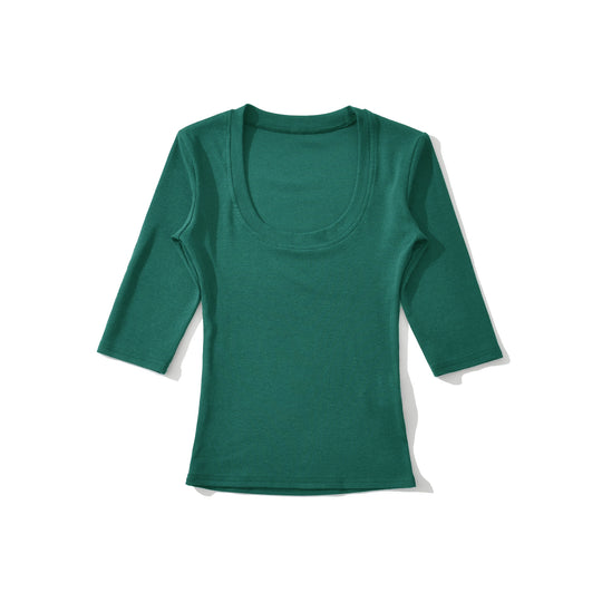 Damen Eng anliegendes Longsleeve mit tiefem Rundhalsausschnitt Shop Nory