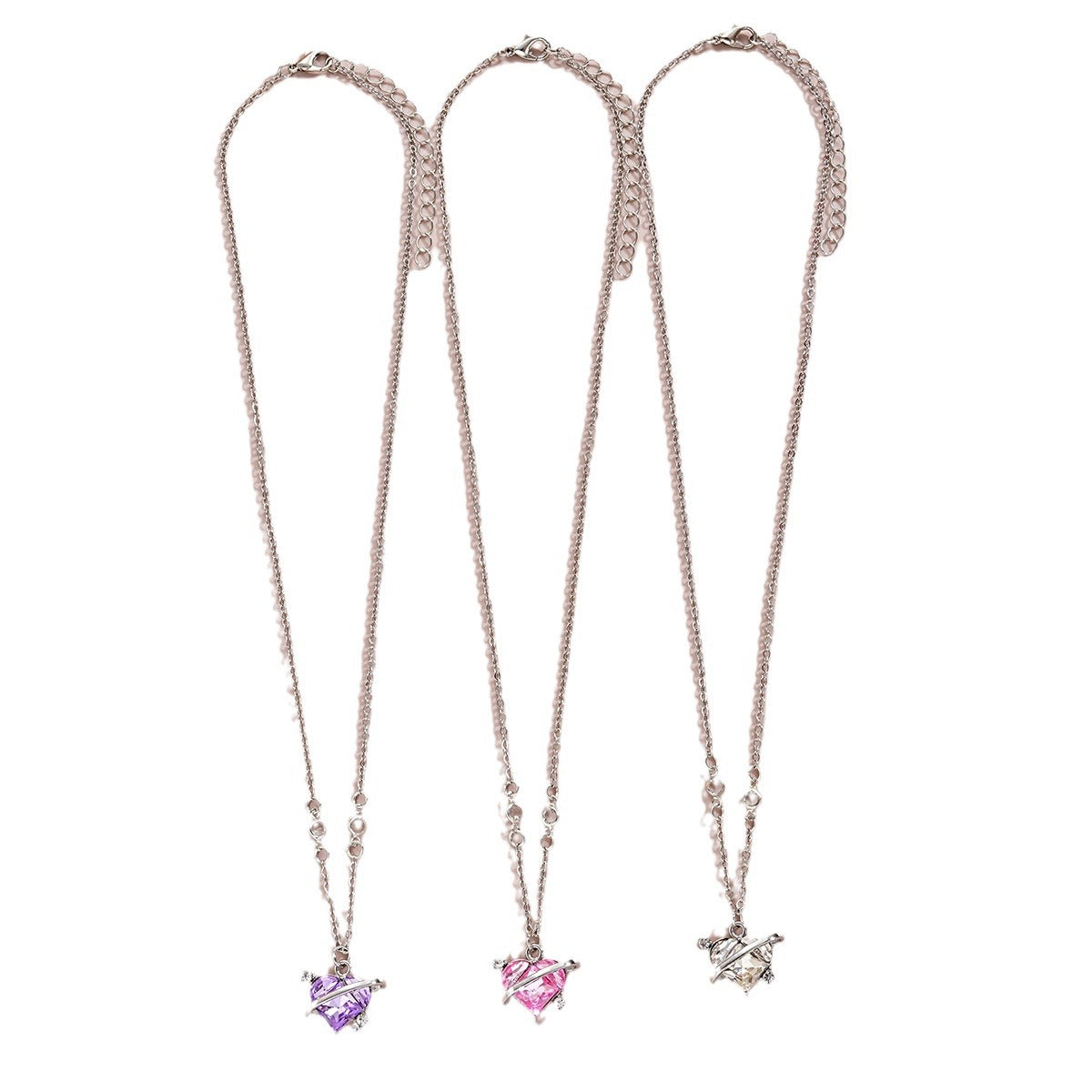 Damen Halsketten-Set mit eleganten Herz-Anhängern und funkelnden Zirkonia Shop Nory