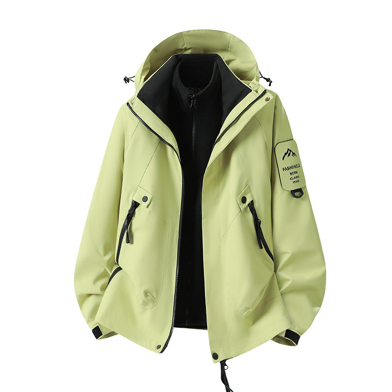 Herren Zwei-in-eins Wetterschutzjacke mit abnehmbarer Steppweste und verstellbarer Kapuze Shop Nory