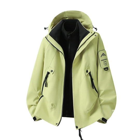 Herren Zwei-in-eins Wetterschutzjacke mit abnehmbarer Steppweste und verstellbarer Kapuze Shop Nory