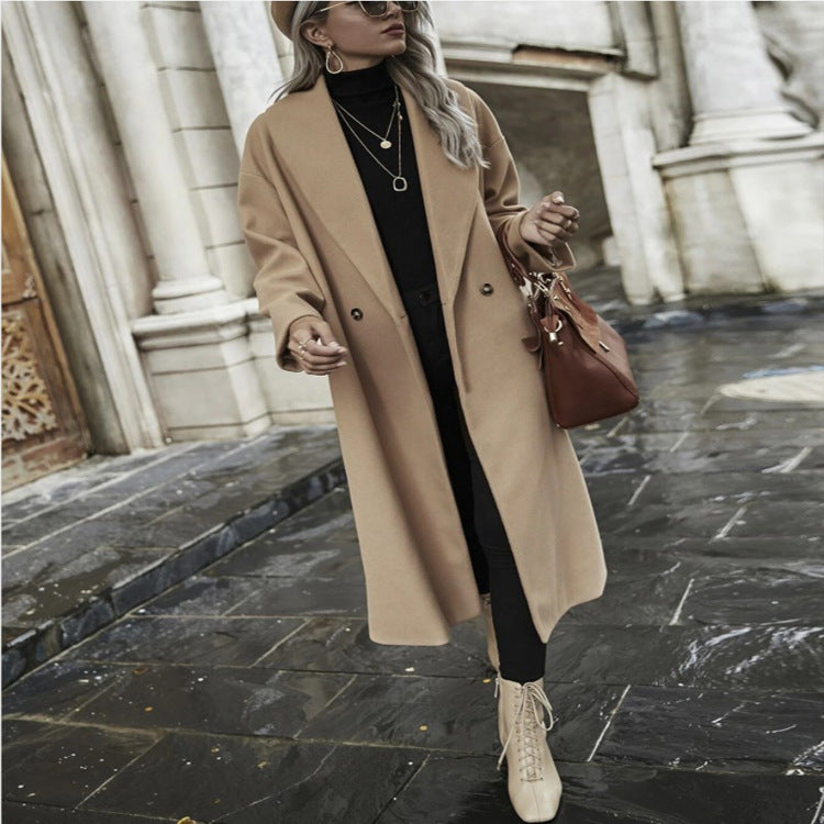 Damen Oversize Longmantel mit weiter Schulter und verdeckter Knopfleiste Shop Nory