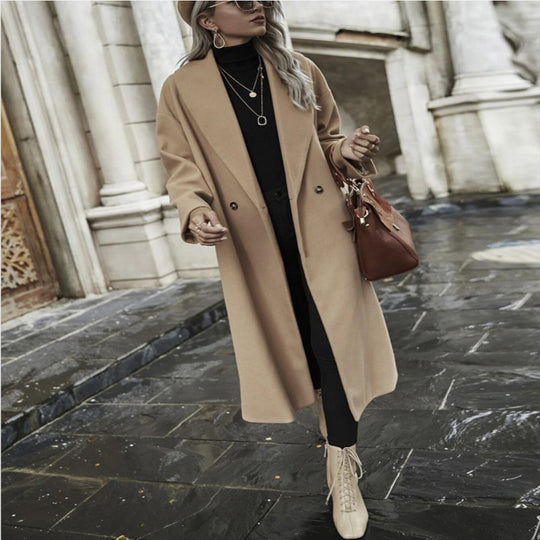Damen Oversize Longmantel mit weiter Schulter und verdeckter Knopfleiste Shop Nory