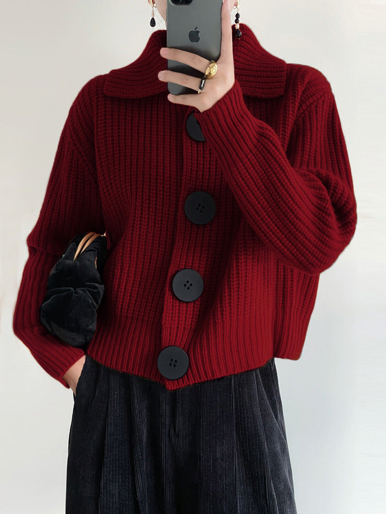Damen Kuschelige Strickjacke mit großen Knöpfen Shop Nory
