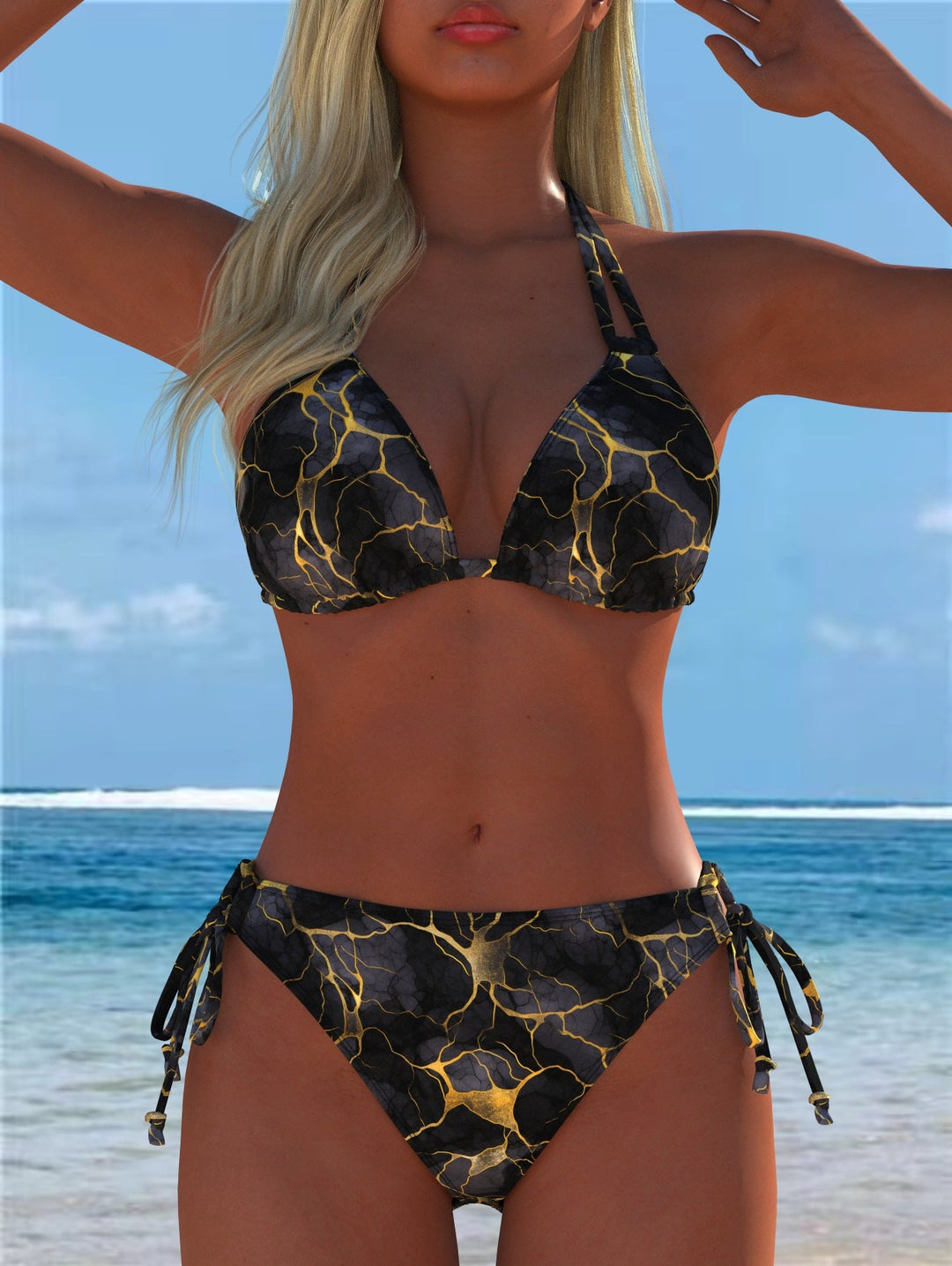 Damen Bikini-Set mit verspieltem Schnitt und trendigem Mustermix Shopnory